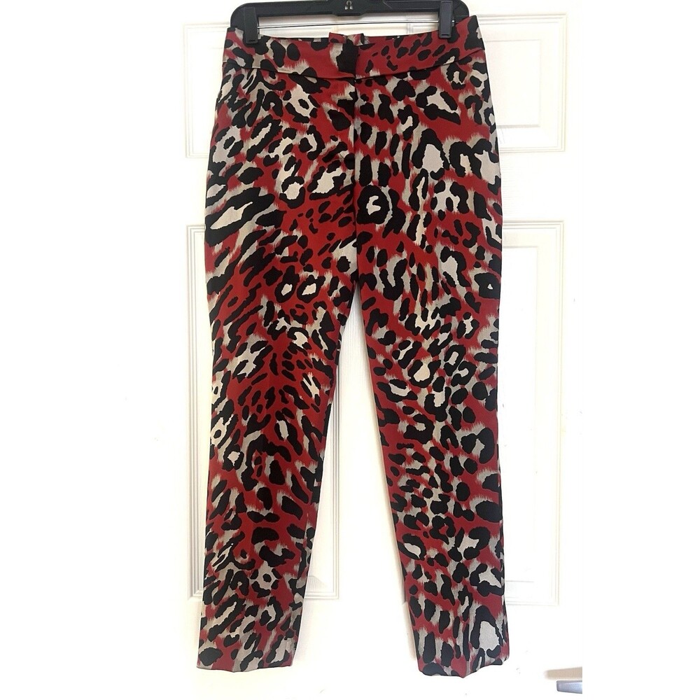 ESCADA Leopard Animal Print Straight Leg Dress Pants Sz 8 Quiet Luxury Career